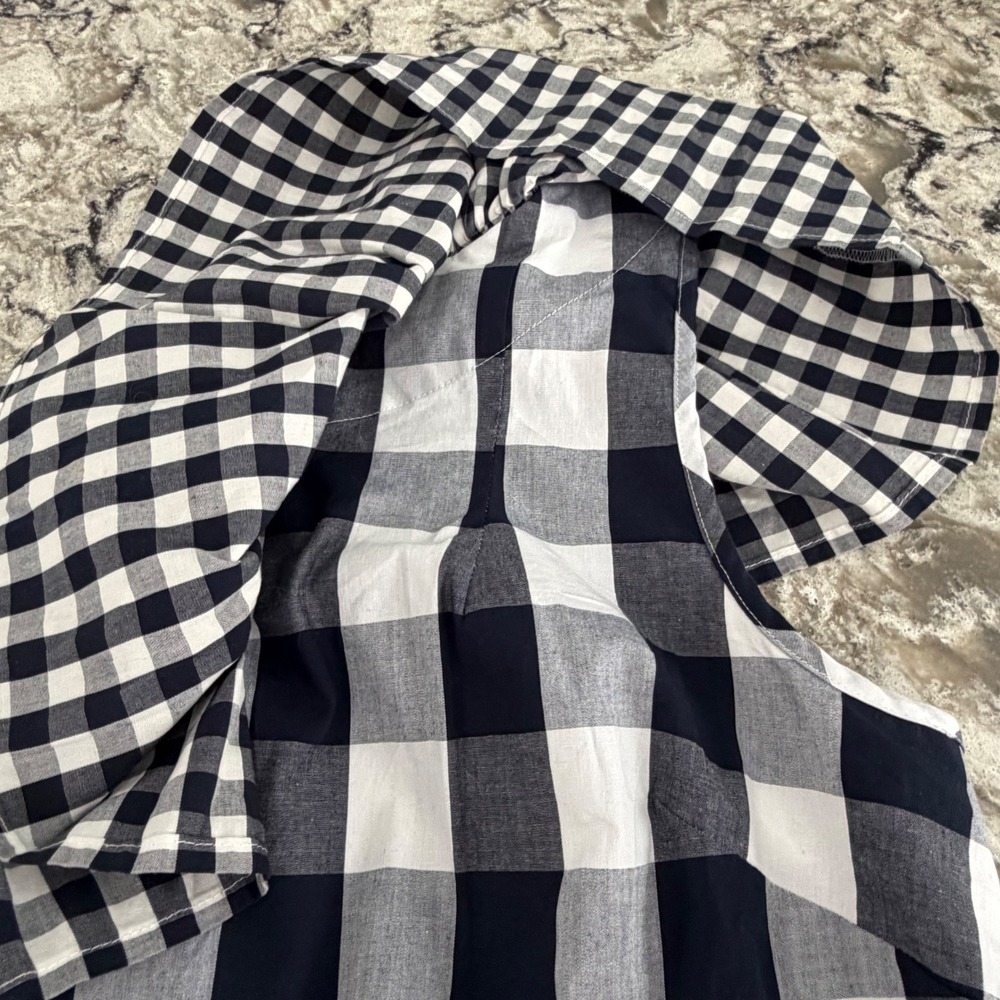 NEW J. Crew Gingham One Shoulder Ruffle Top Black White Cotton Stretch 12 NWT - Picture 7 of 15